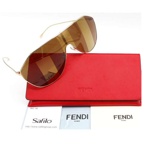FENDI FF-0405S-001Q Gold Sunglasses Brown Lens