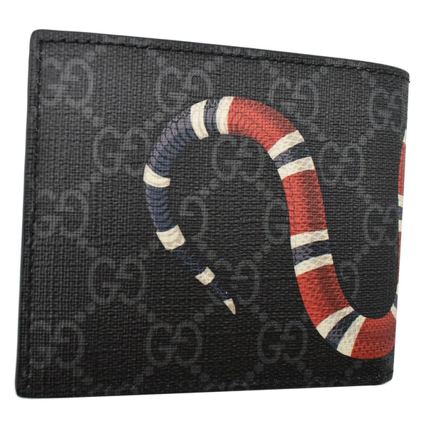 GUCCI Supreme Monogram Kingsnake Print Bifold Wallet Black 451268