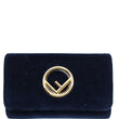 FENDI F Logo Velvet Wallet On Chain Crossbody Bag Dark Blue