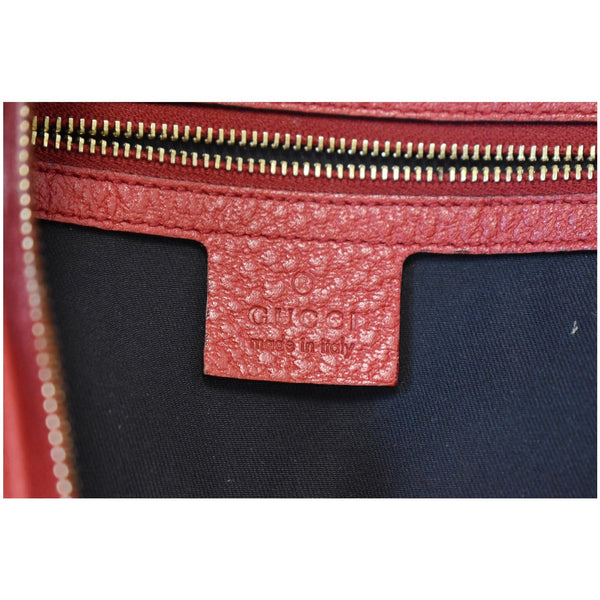 GUCCI Pebbled Leather Bamboo Ring Hobo Bag Red 131036