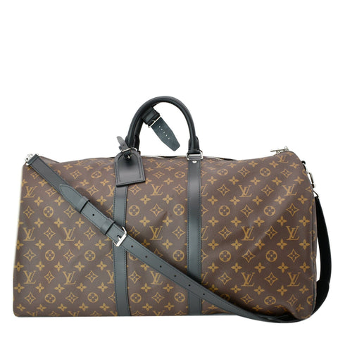 LOUIS VUITTON Keepall Bandouliere 55 Monogram Macassar Travel Bag Brown