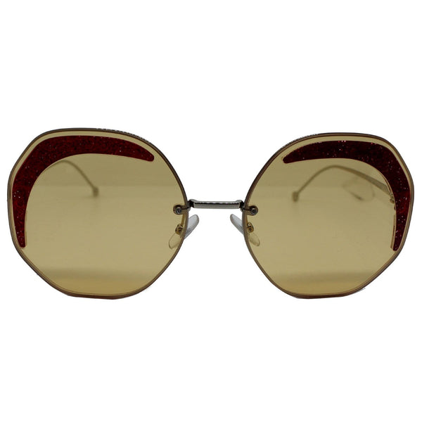 Fendi Silver Round Sunglasses Yellow Lens for Women