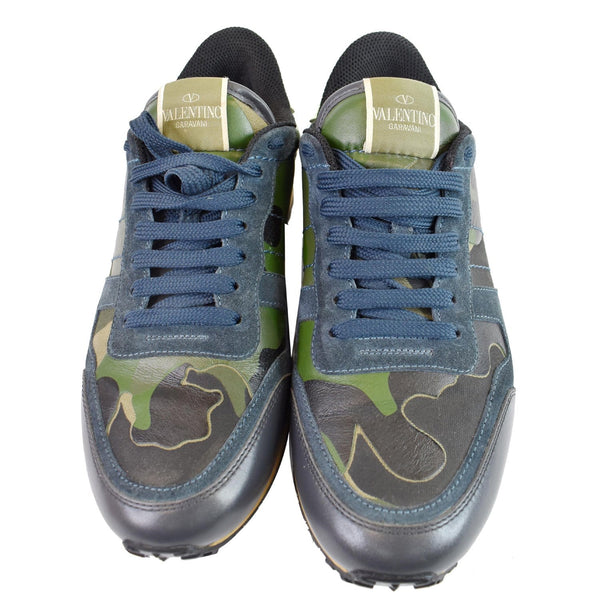 VALENTINO Garavani Rockrunner Camouflage-Print Leather Sneakers Multi US 8.5