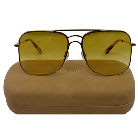 CHLOE CE140S 807 58 Square Women Gold Sunglasses Yellow Lens