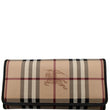 BURBERRY Continental Haymarket Check Leather Wallet Dark Brown