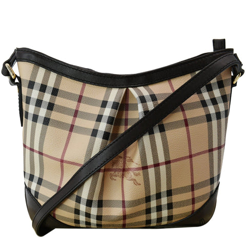 BURBERRY Haymarket Check Canvas Crossbody Bag Beige