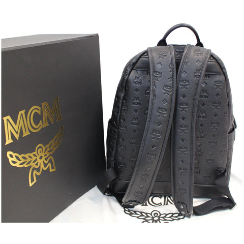 MCM Ottomar Visetos Monogram Leather Backpack Bag Black