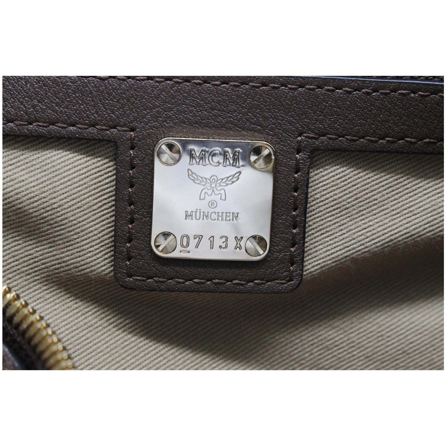 MCM Visetos Canvas Mini Boston Bag Brown Cloth ref.1008200 - Joli Closet
