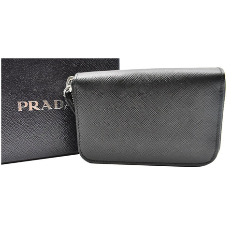 PRADA Saffiano Leather Card Holder Black