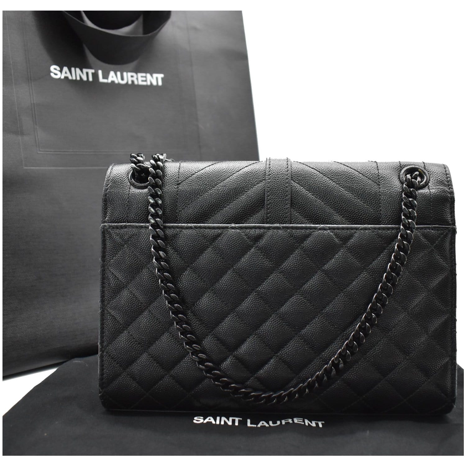 Replica YSL Saint Laurent Medium Envelope Bag Mix Matelasse Black