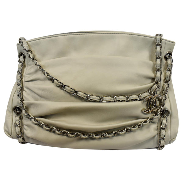 CHANEL Sharpei Large Lambskin Leather Tote Bag White