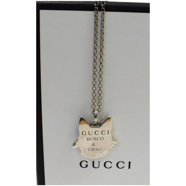Preowned Gucci Sterling Silver Enamel Bosco Pendant Necklace
