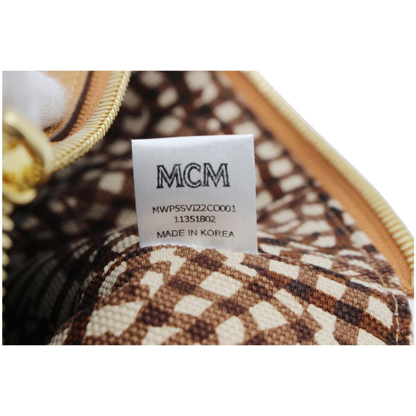 MCM Visetos Monogram Coated Canvas Wristlet Zip Pouch Cognac