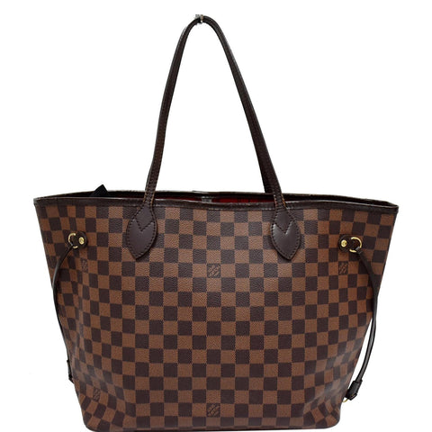 LOUIS VUITTON Neverfull MM Damier Ebene Tote Shoulder Bag Brown