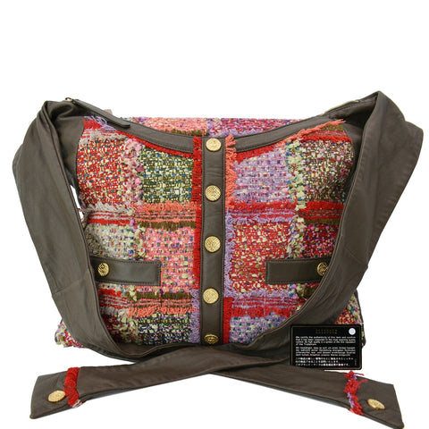 CHANEL Tweed Girl Large Leather Shoulder Bag Multicolor