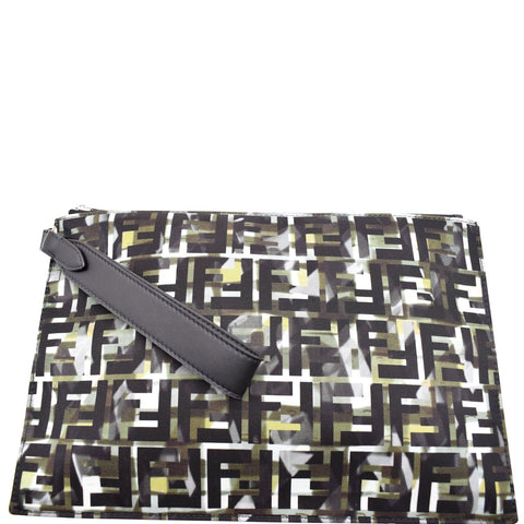 FENDI Camouflage FF Print Nylon Wristlet Pouch Multicolor