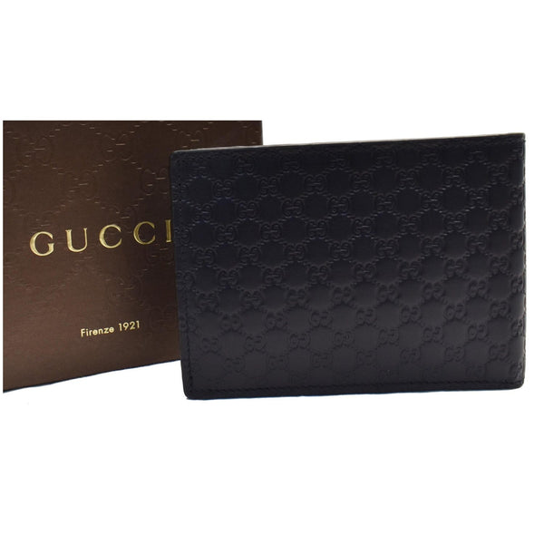 GUCCI Micro Guccissima Large Bi-fold Leather Wallet Black 292534