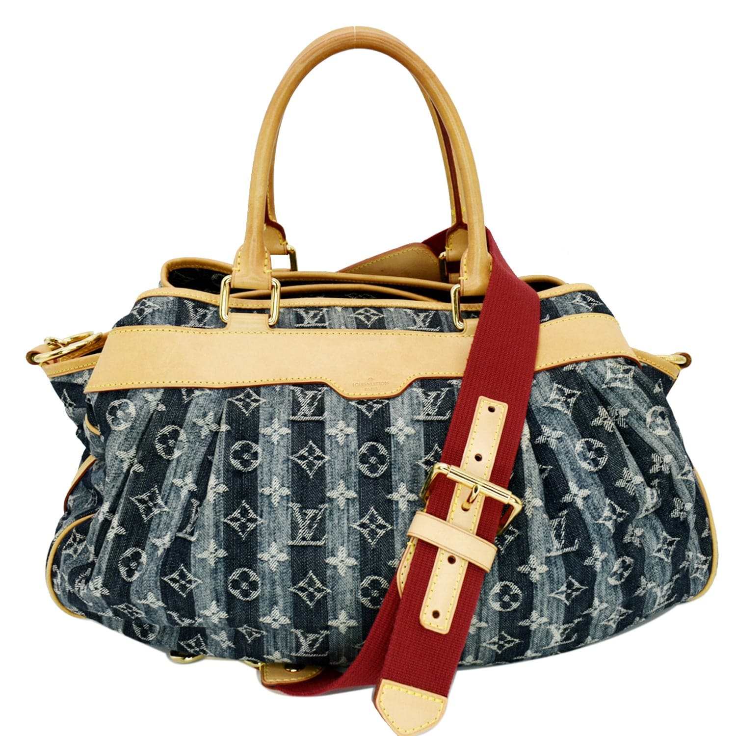 Louis Vuitton Limited Edition Denim Cabas Raye GM Shoulder Bag