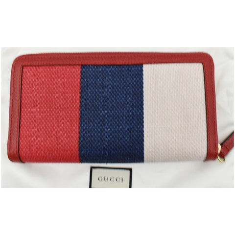 GUCCI Web Stripe Canvas Zippy Wallet Multicolor 524790