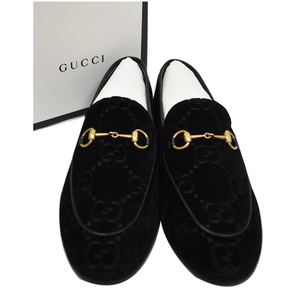 Gucci GG Jordaan Velvet Leather Loafer Black Size 40 for women
