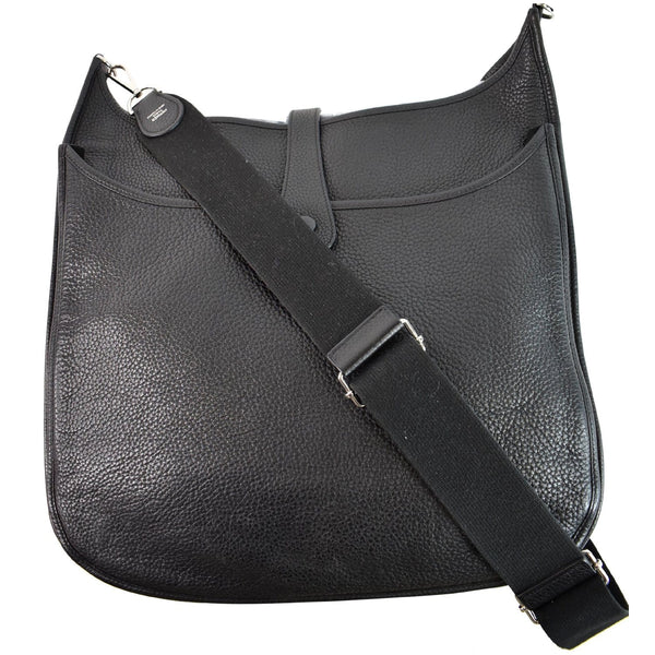 HERMES Evelyne TGM III Clemence Leather Crossbody Bag Black