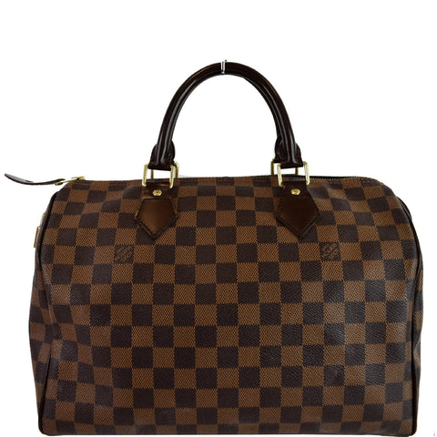 LOUIS VUITTON Speedy 30 Damier Ebene Satchel Handbag Brown