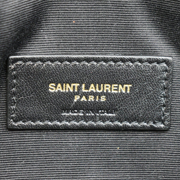 YVES SAINT LAURENT Uptown Envelope Grain De Poudre Leather Clutch Black