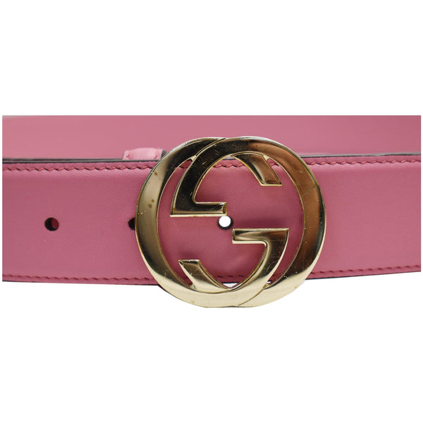 GUCCI Interlocking G Buckle Leather Belt Pink Size 95/38