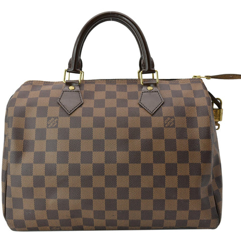 LOUIS VUITTON Speedy 30 Damier Ebene Satchel Bag Brown - New Year Deals