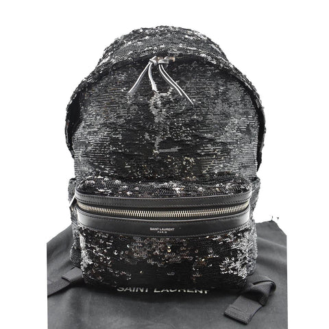 YVES SAINT LAURENT Mini City Sequin Leather Backpack Bag Black