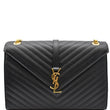YVES SAINT LAURENT Large Envelope Mix Matelasse Grain De Poudre Chain Shoulder Bag Black