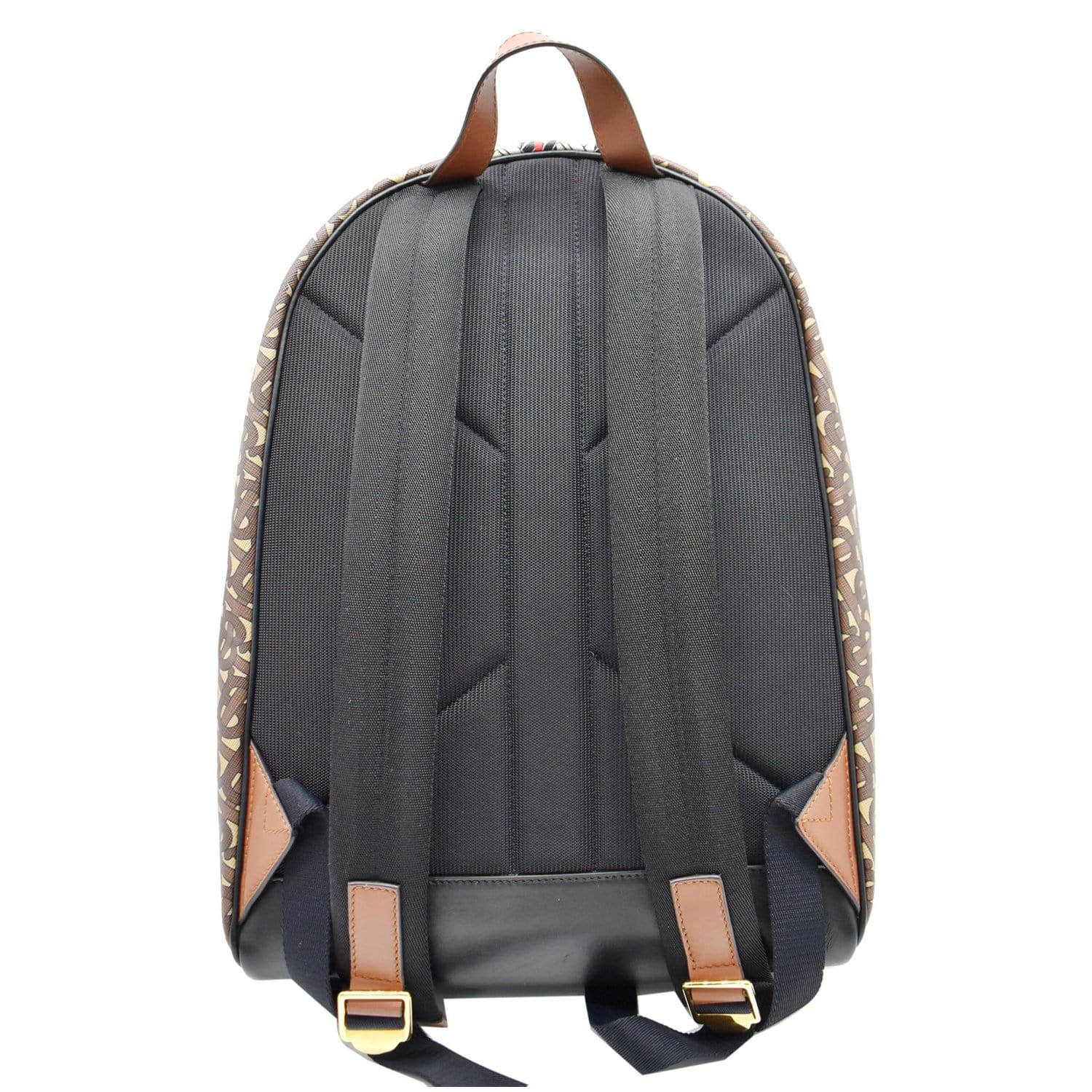 burberry monogram leather backpack BURBERRY Bridle Stripe Monogram Print E-canvas Backpack Brown