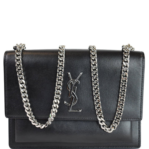 YVES SAINT LAURENT Sunset Medium Leather Shoulder Bag Black