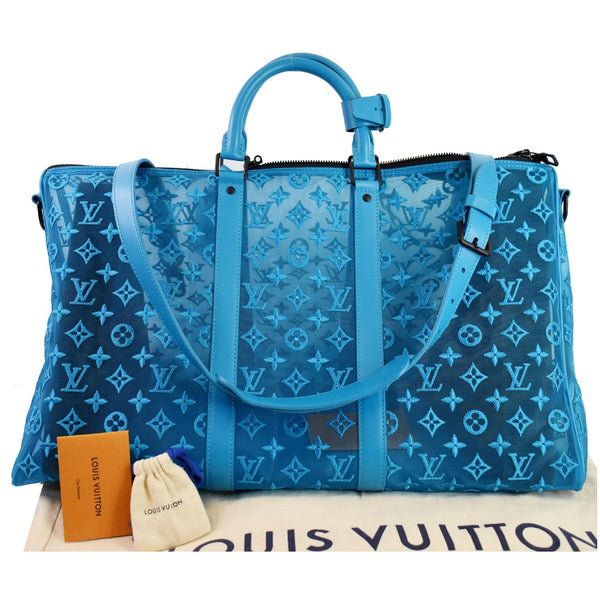 LOUIS VUITTON Keepall Triangle 50 Bandouliere Seethrough Travel Bag Blue