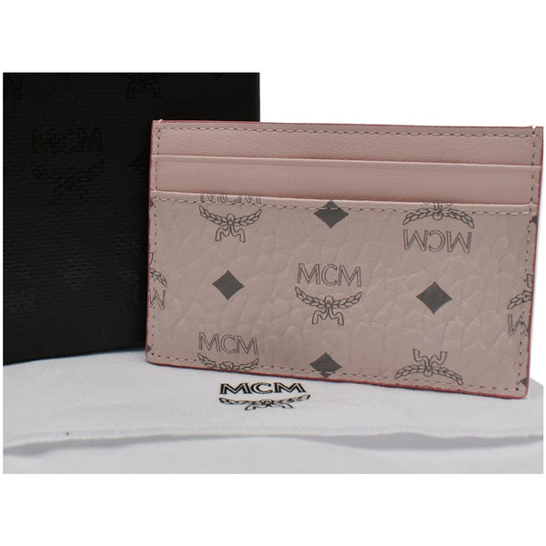 MCM Mini Visetos Monogram Canvas Card Holder Pink