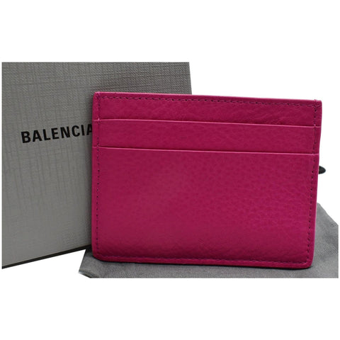 BALENCIAGA Leather Card Holder Pink