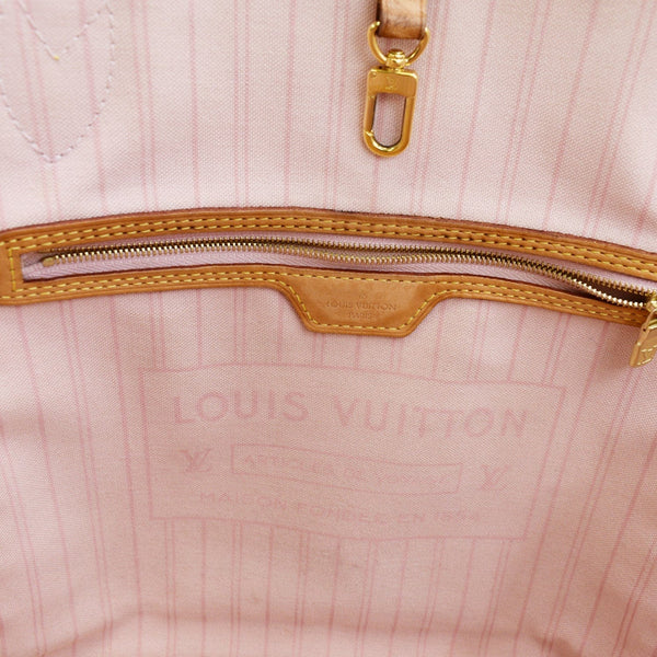 LOUIS VUITTON Neverfull MM Damier Azur Tote Bag Rose Ballerine SD1138