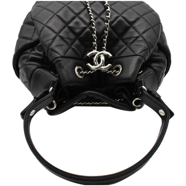 Chanel Drawstring Bucket Quilted Lambskin Leather Bag - CC logo