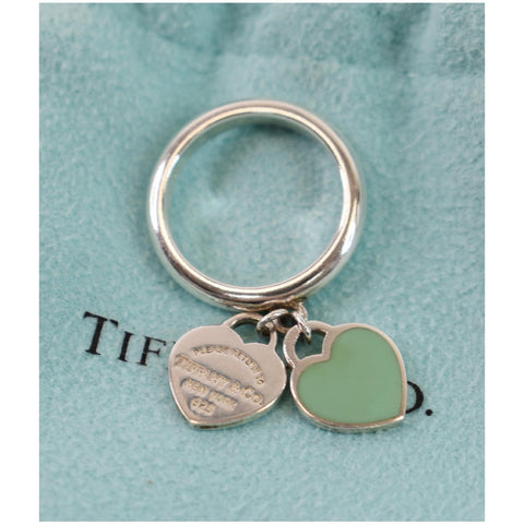 TIFFANY & CO Double Heart Tag Sterling Silver Ring US 4