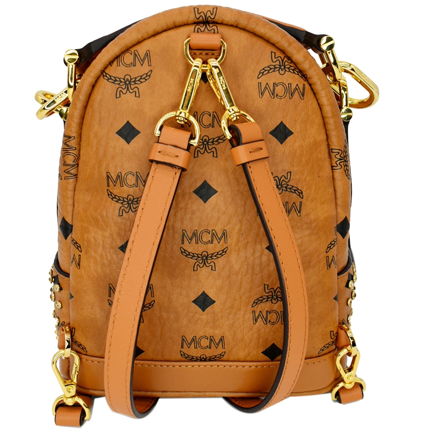 Mcm Patricia Visetos Mini Backpack - Cognac