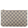 LOUIS VUITTON Neverfull MM Damier Azur Pochette Wristlet Pouch White