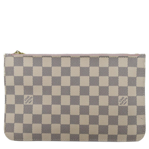 LOUIS VUITTON Neverfull MM Damier Azur Pochette Wristlet Pouch White