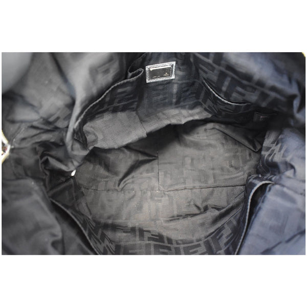 FENDI Crossword Metallic Perforated Leather Shoulder Bag Silver