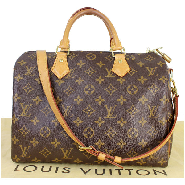 Louis Vuitton Speedy 30 Bandouliere Monogram Canvas Bag - lv logos on front