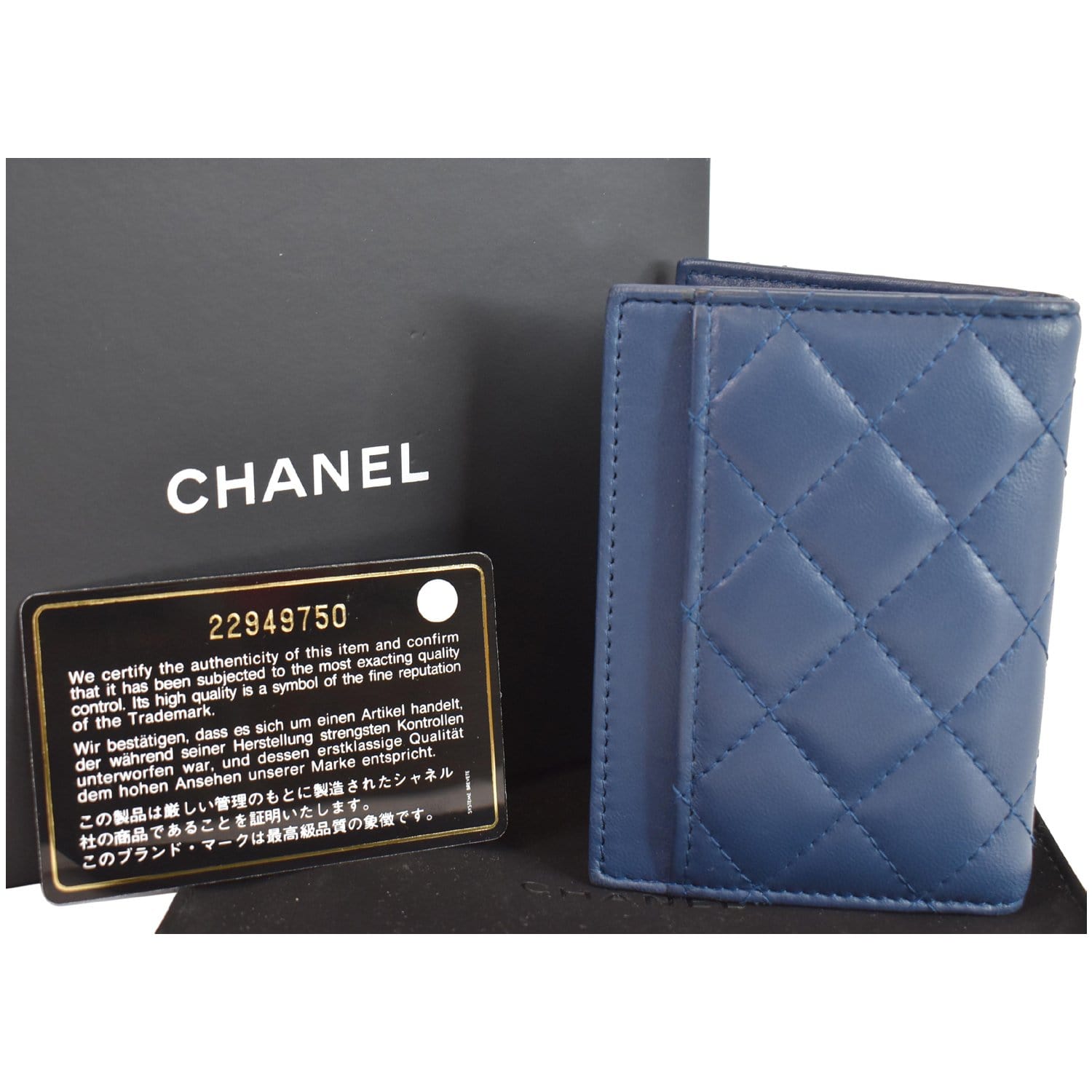 Classic card holder - Lambskin & silver-tone metal, blue — Fashion | CHANEL