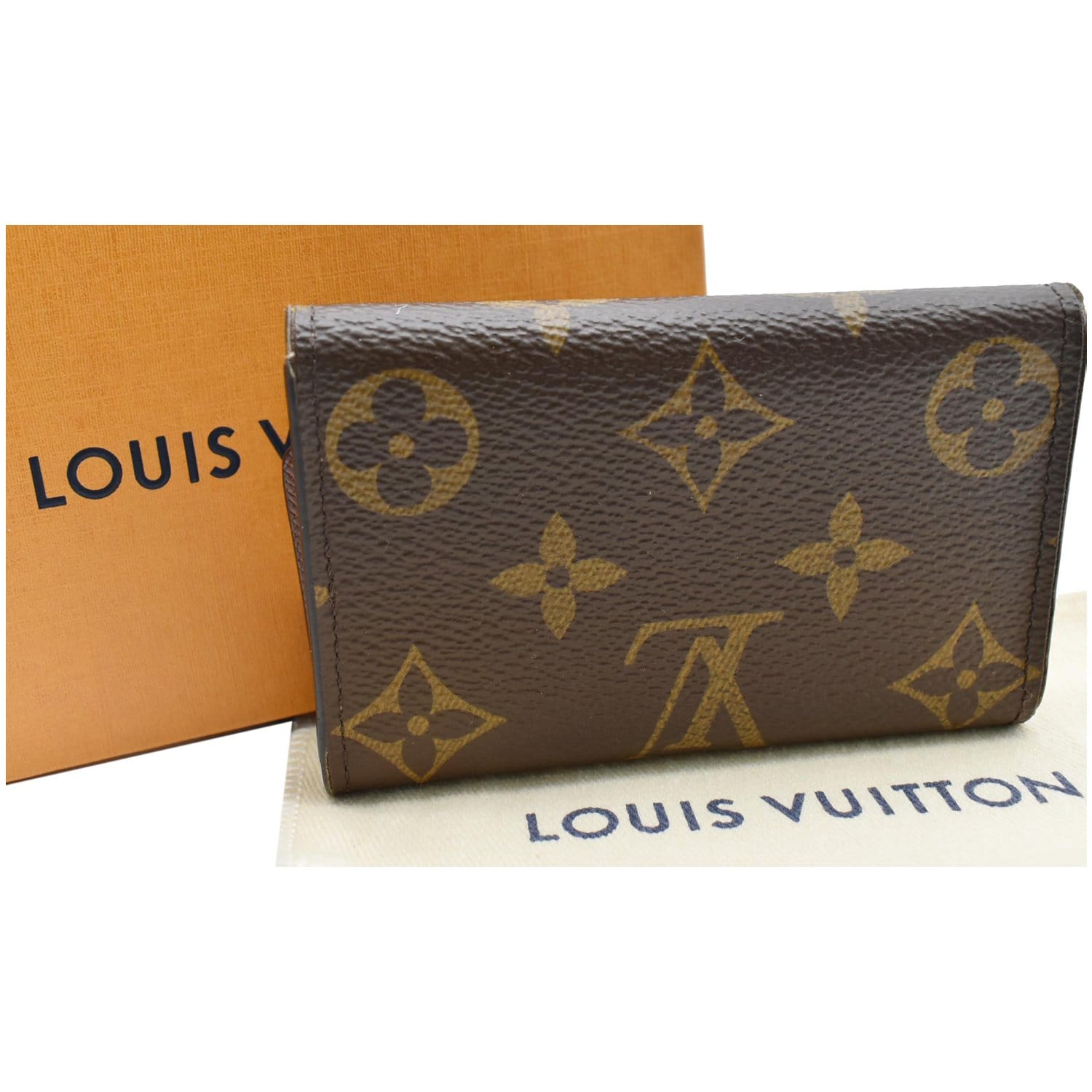 Louis Vuitton, Bags, Authentic Louis Vuitton Monogram Brown Tan 4 Ring  Key Holder Wallet With Snap