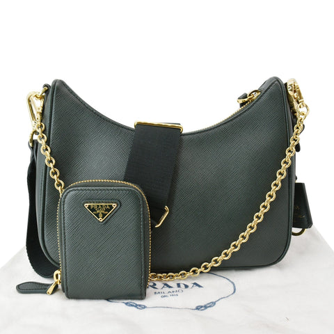 PRADA Re-Edition 2005 Saffiano Leather Shoulder Bag Emerald Green