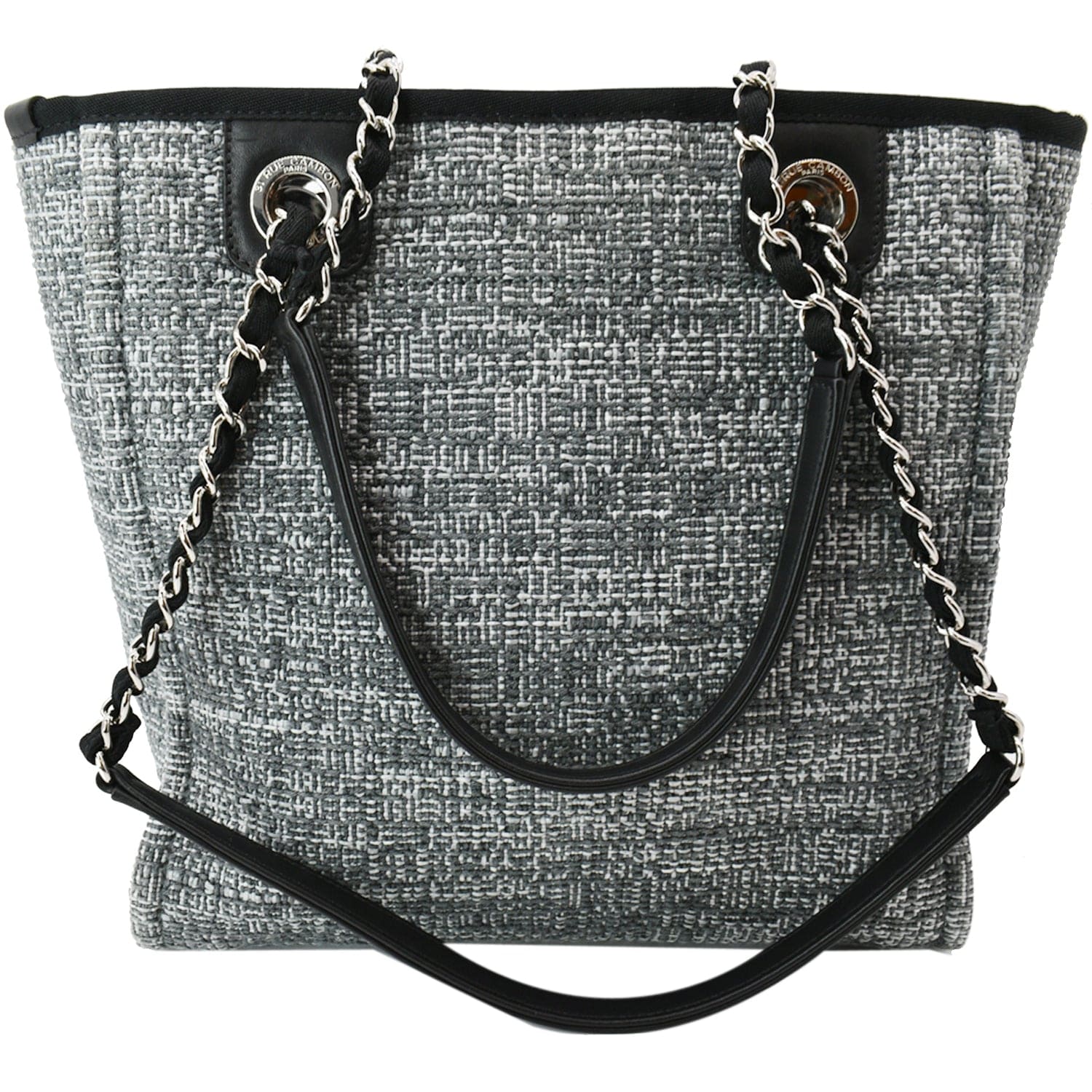 FWRD Renew Chanel Coco Mark Deauville Tote Bag in Grey