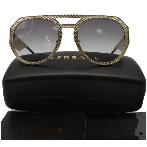 VERSACE Aviator Gold Frame Women Gray Gradient Lens