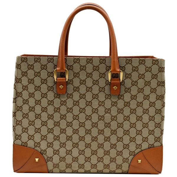 GUCCI Nailhead Medium GG Canvas Monogram Tote Bag Orange 120897